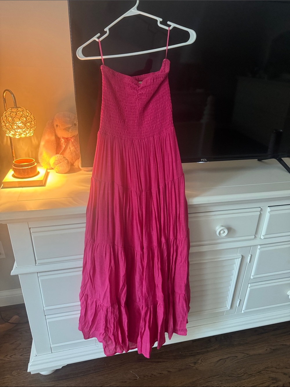 HYFVE Fuchsia Smocked Tiered Maxi Dress